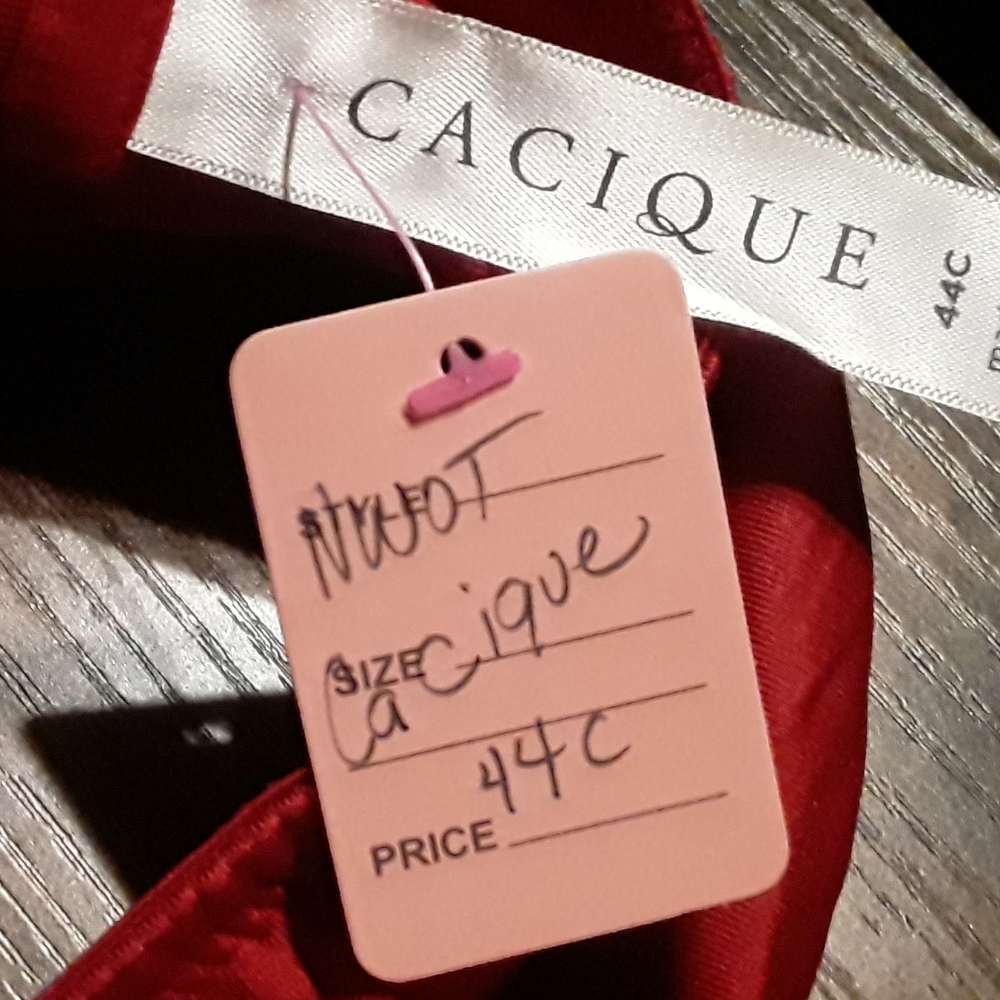 NWOT 44C CACIQUE Red Push Up Sexy Strappy Underwire Bra Front Closure - Picture 7 of 8